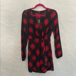 Express Red and Black Checkered Dress